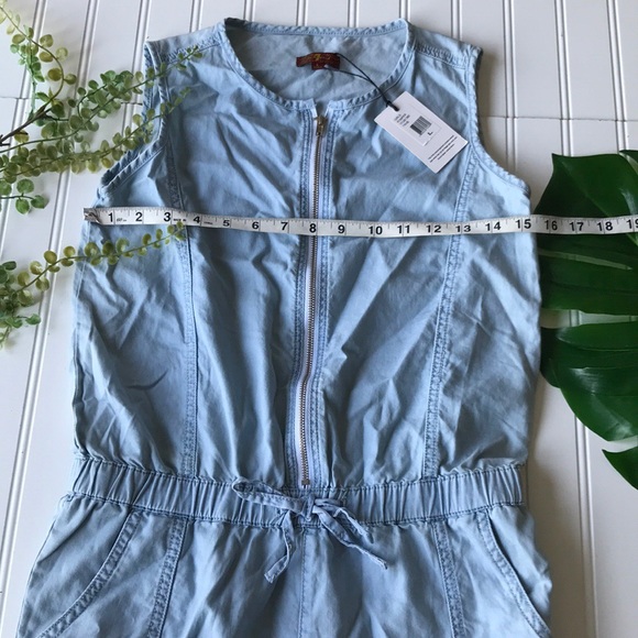 7 FAM romper blue chambray zip up stretch kids - Picture 7 of 8